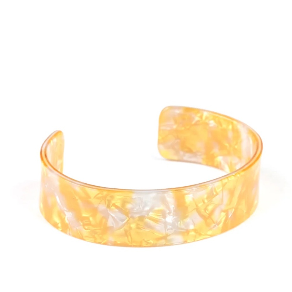 Yellow iridescent acrylic cuff bracelet